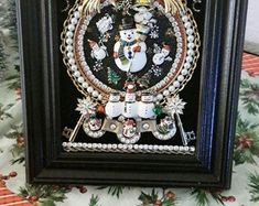 Christmas Tree, Framed Jewelry One of a Kind Art, Unique Gift, Wall Decor - Etsy Jewelry Artwork, Framed Jewelry, Artwork Wall, Christmas Stuff, Art Unique, Wall Artwork, Bead Crafts