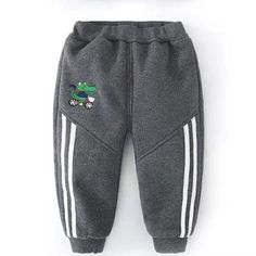 Dinosaur Pattern Sports Pants for Toddler Boy Wholesale Children's Clothing - PrettyKid Gray Sportswear Pants For Winter, Winter Sports Cotton Pants, Gray Fleece Joggers For Winter, Stretch Cotton Joggers For Winter, Winter Jogging Bottoms In Gray, Stretch Cotton Winter Joggers, Winter Cotton Stretch Joggers, Gray Cotton Joggers For Winter, Gray Sportswear Bottoms For Winter