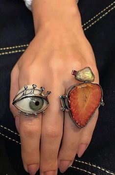 Inspo rings aesthetic coquette eye strawberry Smaragd Ring, Estilo Punk, Mode Inspo, Diy Schmuck, Rings Simple