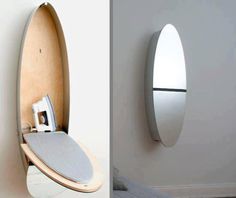 two pictures side by side one with a toilet and the other with a surfboard