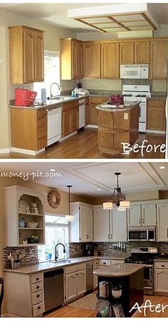 before and after pictures of a kitchen remodel