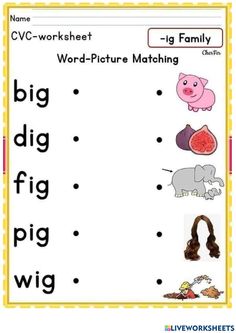 a worksheet with words and pictures for children