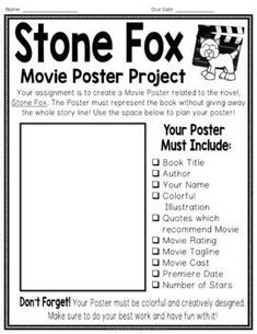 a movie poster with the words stone fox and an image of a cartoon character on it