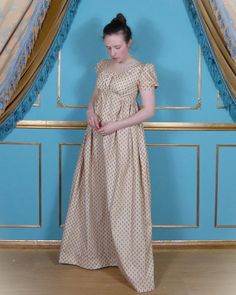 Cream cotton regency day dress, made from 100% cotton in a cream floral fabric. Fastened at the back with 4 buttons and lined on the inside with cotton.   Will fit Bust: 31"-36" Waist: 24"-29" Under bust: 26"-29" Waist to Floor: 42" The item is ready to ship and will take 2-5 to be dispatched. We are an English based company If you are UK(England) Based you can expect the order on average 2-3 days after the day it has shipped Across seas post takes longer so please keep this in mind when orderin Regency Day Dress, Women's Costumes, Cream Dress, Day Dress, Floral Fabric, Red Floral, Day Dresses, Floral Design, Cream