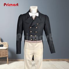 🌟 Regency Tailcoat - Historical Men's Formal Jacket, Vintage Black Double-Breasted Coat, 1800s Reenactment Costume, Period Clothing 🌟 ✨ Key Features: ✨ Authentic Design: Traditional Regency tailcoat design, perfect for historical reenactments, formal events, and costume parties. Materials: Crafted from durable and luxurious material. Custom Sizing: Made to order for a perfect fit. Please provide your measurements upon purchase (chest, waist, sleeve length, etc.). Versatile Use: Ideal for histo Victorian Outerwear With Historical Design For Costume, Victorian Historical Outerwear For Costumes, Victorian Style Historical Costume Outerwear, Fitted Historical Long Coat, Regency Style Fitted Outerwear For Formal Occasions, Fitted Long Historical Coat, Regency Style Fitted Formal Outerwear, Regency Style Fitted Long Sleeve Outerwear, Regency Style Long Sleeve Costume Outerwear