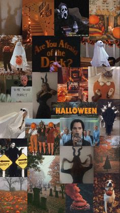 a collage of halloween pictures with pumpkins, ghostes and other things in them