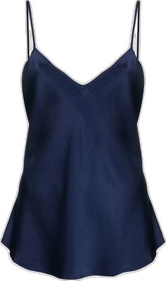 Elegant Blue V-neck Tank Top, Blue V-neck Camisole With Adjustable Straps, Silk V-neck Tank Top With Adjustable Straps, Blue Camisole With Spaghetti Straps, Silk V-neck Top With Delicate Straps, Chic Blue V-neck Camisole, Elegant Navy Sleeveless Top, Silk V-neck Tops With Adjustable Straps, Chic Blue Camisole With Adjustable Straps