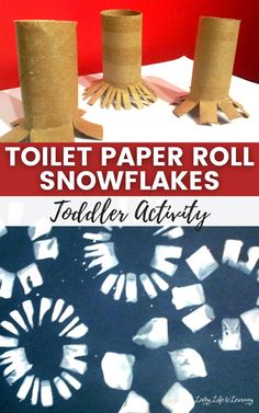 toilet paper roll snowflakes are an easy winter craft for toddlers