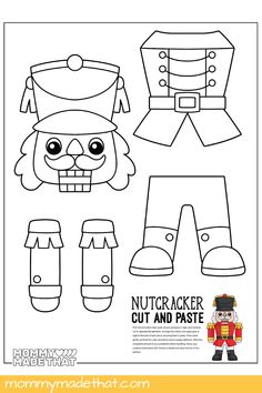 the nutcracker cut and paste paper doll is ready to be made into a costume