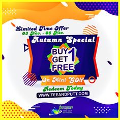 an advertisement for the autumn special buy 1 get 1 free on teen putt com