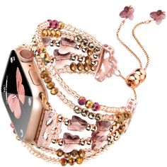 PRICES MAY VARY. ❤Fashionable butterfly crystal styling & slim beads link chain compatible for apple watch series 9 and all other models such as apple watch series 8, apple watch series 7, apple watch se, apple watch series 6/5/4, apple watch series 3/2/1. ❤Multilayer wrap iphone watch bands suitable for most female wrist from 5.4 to 8 inches. Simply sliding the hanging beads up and down on the tassel pendant to resize the band, the tassel style not only looks chic but also allows for easily adj Trendy Beaded Gold Apple Watch Band, Trendy Gold Beaded Apple Watch Band, Trendy Adjustable Beaded Apple Watch Band, Trendy Gold Beaded Watch Bands, Adjustable Gold Beaded Watch Bands, Adjustable Gold Apple Watch Band With Round Beads, Crystal Styling, Boho Jewelry Bracelet, Iphone Watch Bands