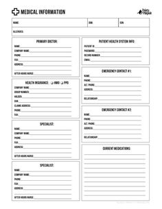 the medical information sheet is shown in black and white