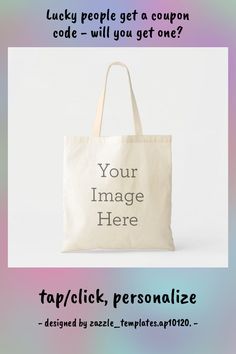 Create Your Own Tote Bag - tap to personalize and get yours #affiliatelink #template, #customize, #personalize, #create Casual Accessories, Just The Way, Custom Tote, Get One, Design Your Own, Coupon Codes, Your Image, Colorful Prints, Make Your Own