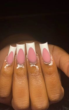 Classic French Tip, Pink Tip Nails, Acrylic Toe Nails, Drip Nails, Glow Nails