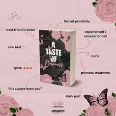 a taste of butterflies book cover with pink roses