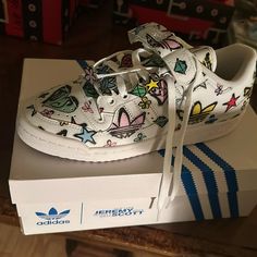 Jeremy Scott, Edition Adidas Tennis Shoes, Brand New, Never Worn In Very Good Condition Multicolors With Little Silver, Colorful Pins On Them Adidas Multicolor Low-top Sneakers, Shoes Colorful, Adidas Tennis Shoes, Adidas Tennis, Jeremy Scott, Shoes Brand, Blue Adidas, Mens Shoes Sneakers, Tennis Shoes