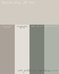 the color scheme for gray and white is shown in shades of grey, beige, and green