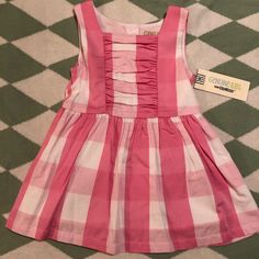 Super Cute Dress For An 18 Month Old Girl, Pink And White Gingham With Back Button Closure. New With Tag! Cute Plaid Cotton Dress For Spring, Cute Cotton Plaid Dress For Spring, Cute Pink Plaid Dress For Spring, Cute Sleeveless Spring Plaid Dress, Pink And White Gingham Dress, Plaid Sleeveless Dress For Playtime, Sleeveless Plaid Dress For Playtime, Plaid Cotton Dress For Playtime, Cute Gingham Cotton Bubble Romper