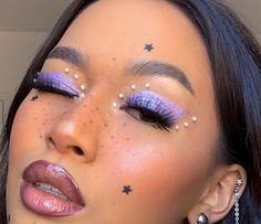 Shoot Makeup, Rhinestone Makeup, Fun Makeup, Purple Makeup, Glam Makeup Look, Edgy Makeup