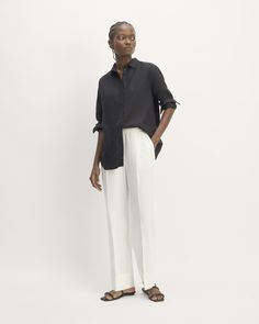 The Linen Easy Pant Modern Pants With Straight Hem For Summer, Modern Relaxed Fit Linen Bottoms, Modern Straight Hem Pants For Summer, Modern Straight Hem Summer Pants, Modern Linen Bottoms With Relaxed Fit, Linen Pants With Straight Hem For Daywear, Modern Linen Relaxed Fit Pants, Relaxed Fit Linen Pants For Daywear, Modern Linen Bottoms With Straight Hem