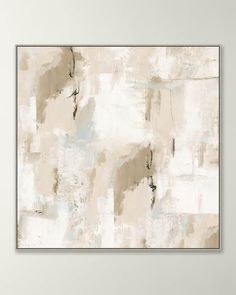 an abstract painting with white and beige colors on the wall, it looks like something out of