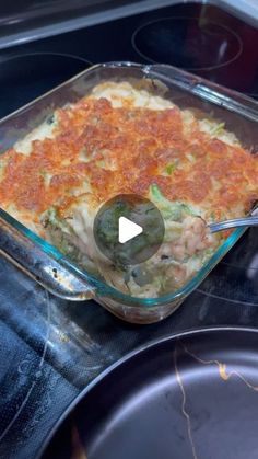 a casserole dish is being prepared on the stove