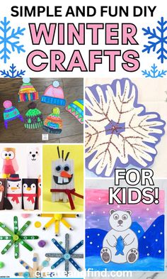 DIY winter crafts for kids. Snowflake Ornaments For Kids, At Home Daycare, Fun Art Projects, Snowflake Crafts, Winter Sensory, Winter Crafts Preschool, School Art Activities