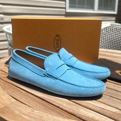 New With Box And Dustbag Size 10 Uk/ 11 Us Made In Italy Slip Ons, Loafer Shoes, Moccasins, Men's Shoes, Dust Bag, Loafers, Color Blue, Slip On, In Italy