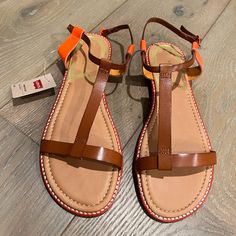 Brand New, Authentic Orange & Brown Levi's Sandals Genuine Leather Straps And Insole Made In Italy Beautiful Buckle Strap Detail New In Box , Never Worn. Tags Still Attached. Comes In Original Box Cheap Brown Slingback Sandals With Buckle Closure, Italy Beautiful, Huarache Sandals, Water Sandals, Leather Platform Sandals, Beach Flip Flops, Platform Sandals Heels, Brown Sandals, Orange Brown