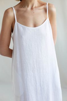 Linen ruffled hem slip dress / White linen nightie / MITS | Etsy White Linen Nightgown, Spring Sleeveless Linen Slip Dress, Chic Linen Sleeveless Slip Dress, White Sleeveless Cotton Slip Dress, Summer Linen V-neck Slip Dress, Slip Dress White, Linen Slip Dress, White Slip Dress, Wide Leg Romper