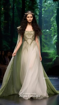 Royal Aesthetic Princess Dress, Princess Outfits Royal, Aesthetic Princess Dress, Fantasy Wedding Dress, Elven Wedding Dress, Fairy Princess Costume, Magic Dress