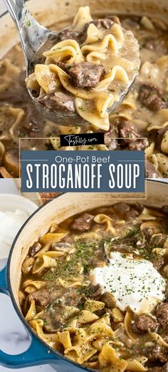 Easy One-Pot Beef Stroganoff Soup Recipe Stroganoff Soup Recipe, Beef Stroganoff Soup Recipe, Beef Stroganoff Soup, Stroganoff Soup, Creamy Beef Stroganoff, Classic Beef Stroganoff, Homemade Beef Stroganoff, Potted Beef, Stroganoff Recipe