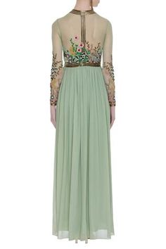 Shop for Huemn Green Embellished Gown for Women Online at Aza Fashions Green Embellished Designer Gown, Hand-embellished Fitted Georgette Gown, Embellished Green Semi-stitched Gown, Formal Green Gown With Resham Embroidery, Green Embellished Maxi Gown, Formal Green Georgette Gown, Green Embellished Maxi Length Gown, Green Hand Embellished Gown For Reception, Green Hand-embellished Dress For Reception