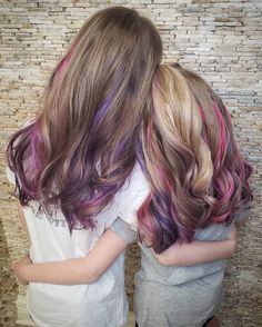 Kids Hair Color Ideas Girls Fun, Kids Purple Hair, Peekaboo Color, Anna Hair, Eva Hair, Pink Purple Hair, Blonde Kids, Girl Hair Dos