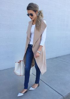 Spring Women Outfits, Fall Fashion Coats, Fashion Edgy, Spring Work Outfits, Long Vests, Vest Outfits, Trend Fashion, Work Outfits Women, 가을 패션