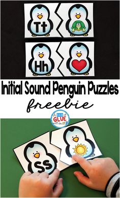 penguin themed printable puzzles for kids to practice counting and matching with the letter s