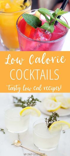 low calorie cocktails with lemon and mint garnish on the side