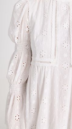 English Factory Embroidered Swiss Dot Maxi Dress | Shopbop Feminine Long Sleeve Swiss Dot Dress, White Long Sleeve Swiss Dot Dress, Elegant Puff Sleeve Dress With Broderie Anglaise, Long Sleeve Eyelet Dresses For Spring, Fitted Eyelet Dress With Puff Sleeves, Spring Long Sleeve Swiss Dot Dress, Long Sleeve Swiss Dot Dresses For Spring, White Long Sleeve Eyelet Dress, Swiss Dot Dress