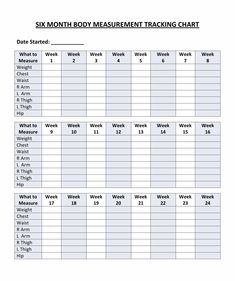 the six month body measurement tracking chart is shown in this printable form, which shows how