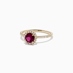 Effy Bordeaux 14K Gold Rhodolite Garnet and Diamond Ring, 1.12 TCW 14k Gold Ruby Ring With Halo, 14k Gold Cluster Ring With Gemstone Accents, Garnet And Diamond Ring, Rhodolite Garnet, Gold Yellow, Sapphire Ring, Garnet, Diamond Ring, Sapphire