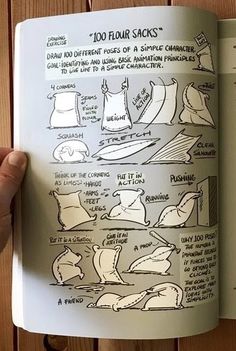 an open book with instructions on how to make flour sacks and other things in it