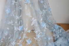 Bridal Lace Fabric, Blue Tulle, Wedding Dress Fabrics, Embroidered Wedding, Wedding Headband, Tulle Fabric, Floral Chiffon, Bridal Lace, White Flower