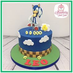 a sonic the hedgehog birthday cake on a table