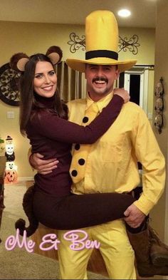 a man and woman dressed up as mice in costumes for a halloween party with the caption me & ben