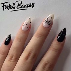 Fofosbeauty 24pcs Press on Nails, Artificial Acrylic Nails for Salon Quality in Seconds,Almond Polka Dot Fake Nail Bow Removable - Walmart.com Nails Initials, Initial Nails, Minimalist Valentines, White French Nails, Nails Extension, Ballet Nails, Short Almond, Extension Designs, Pointed Nails