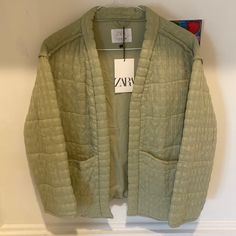 Nwt Zara Green Quilted Jacket. Size 11/12. Smoke Free And Pet Free Home. Green Quilted Jacket, Zara Suits, Kids Winter Jackets, Kids Plaid, Gingham Jacket, Zara Coat, Zara Jacket, Pleated Jacket, Wool Blend Coat