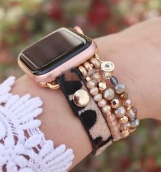 "PLEASE read ENTIRE listing BEFORE purchasing These gorgeous custom watch bands are the perfect arm candy for your Apple Watch! Choose your color scheme and you're ready to rock your arm stack, watch in tow! Made with high quality beads, these bands are great for dressing up your Apple Watch! MEASUREMENTS: *These bands fit 38mm and 40mm Apple Watch faces ONLY and are ONE SIZE to fit an average sized wrist. *I do NOT offer custom sizes, so be absolutely sure that this band will fit your wrist pri Beaded Watch Bands Diy, Beaded Apple Watch Bands, Beaded Watches Bracelet, Apple Watch Bracelet Band, Arm Stack, Watch Bracelets, Beaded Watches, Apple Watch Bracelets, Jewelry Board