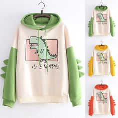 Dinosaur Sweatshirt, Dinosaur Hoodie, Dr Closet, Casual Kimono, Dream Closets, Coat Outfit, Casual Long Sleeve Shirts, Pull Sweat, Cute Dinosaur