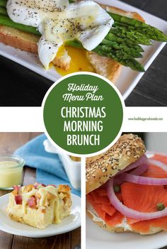 christmas morning brunch with salmon, asparagus and eggs on toasted bread