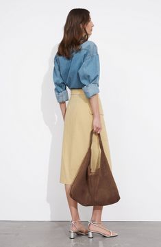 An adjustable D-ring belt and cargo pocket add utilitarian elements to a nonstretch midi skirt finished with an asymmetric hem for contemporary appeal. Attached belt Cargo flap-patch pocket 55% hemp, 45% cotton Dry clean or machine wash, line dry Imported D Ring Belt, Ring Belt, Cargo Pocket, D Ring, Asymmetric Hem, Patch Pocket, Midi Skirt, Size 12, Dry Clean